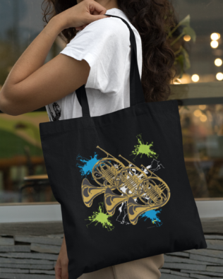French Horn Canvas Tote Bag