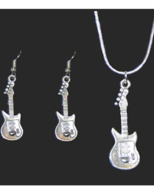 Electric Guitar Necklace and Earring Set