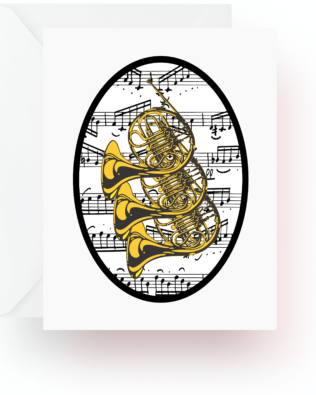 French Horns With Music Note Cards