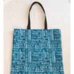Music Words Blue Cotton Print Tote Bag