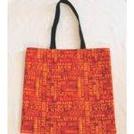Music Words Red Cotton Print Tote Bag