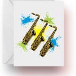 Neon Splash Saxophone Note Cards