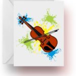 Neon Splash Violin Note Cards