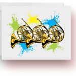 Neon Splash French Horns Note Cards