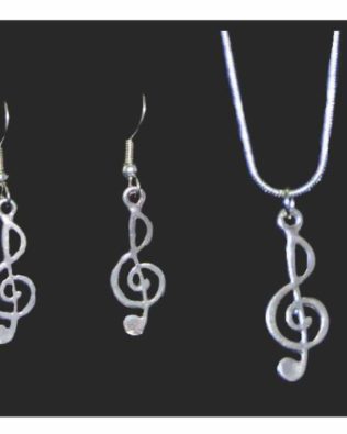 Treble Clef Necklace and Earring Set