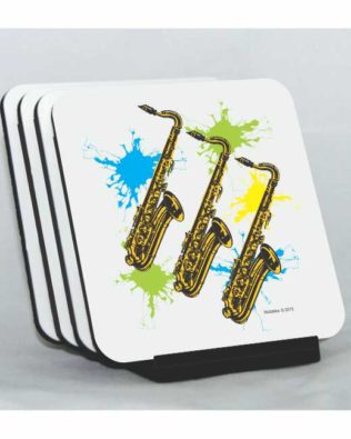 Neon Saxophones Coaster Set