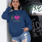 I Love Music Glitter Design Sweatshirt