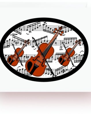 Violins With Music Note Cards